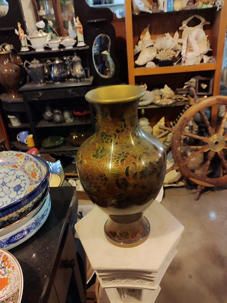 Vintage Cloisonné Chinese Tall Baluster Shape Vase - Antiques Bazaar Ensenada