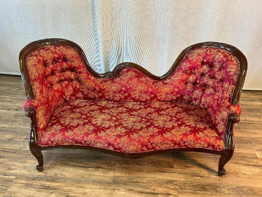 sofá de salón estilo victoriano con doble extremo. - Antiques Bazaar Ensenada