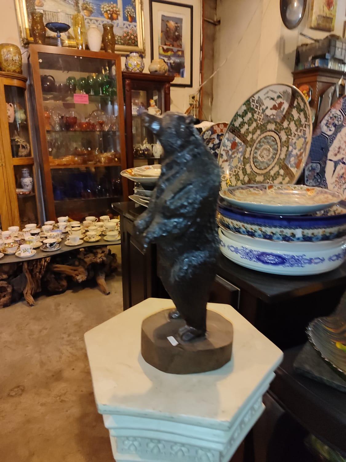 Wooden Bear Sculpture - Antiques Bazaar Ensenada
