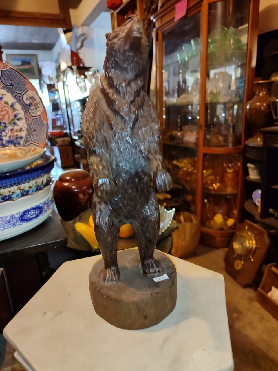 Wooden Bear Sculpture - Antiques Bazaar Ensenada