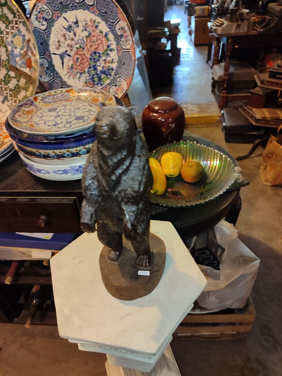 Wooden Bear Sculpture - Antiques Bazaar Ensenada