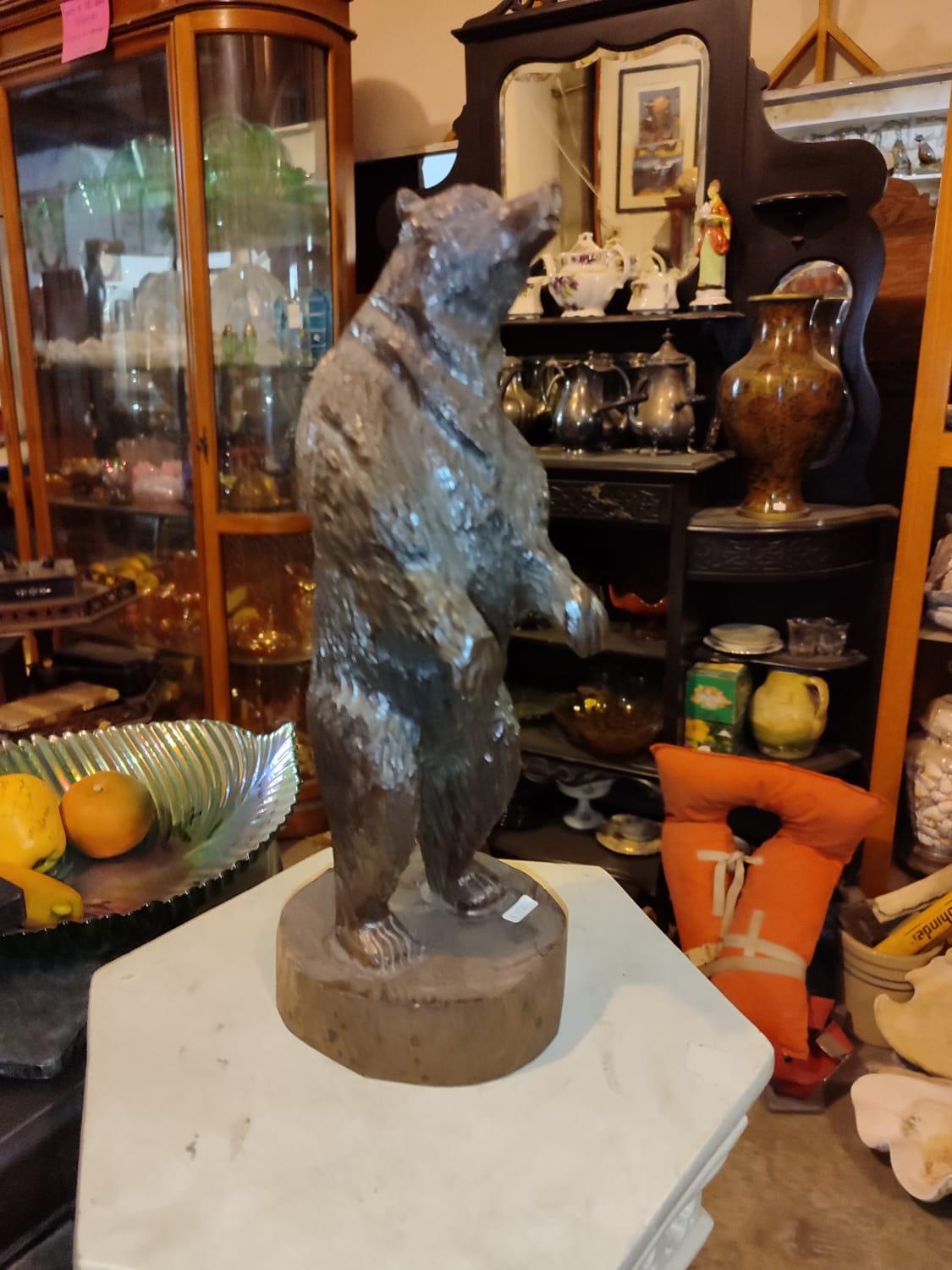 Wooden Bear Sculpture - Antiques Bazaar Ensenada