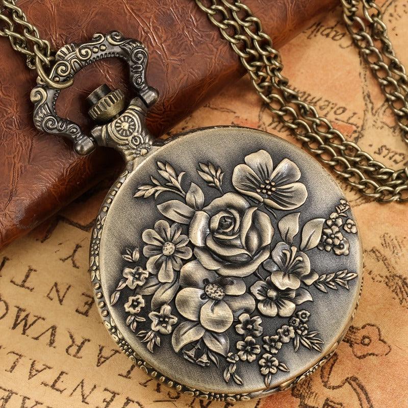 Reloj De Bolsillo Con Estética Antigua Y Diseño De Flores - Antiques Bazaar Ensenada