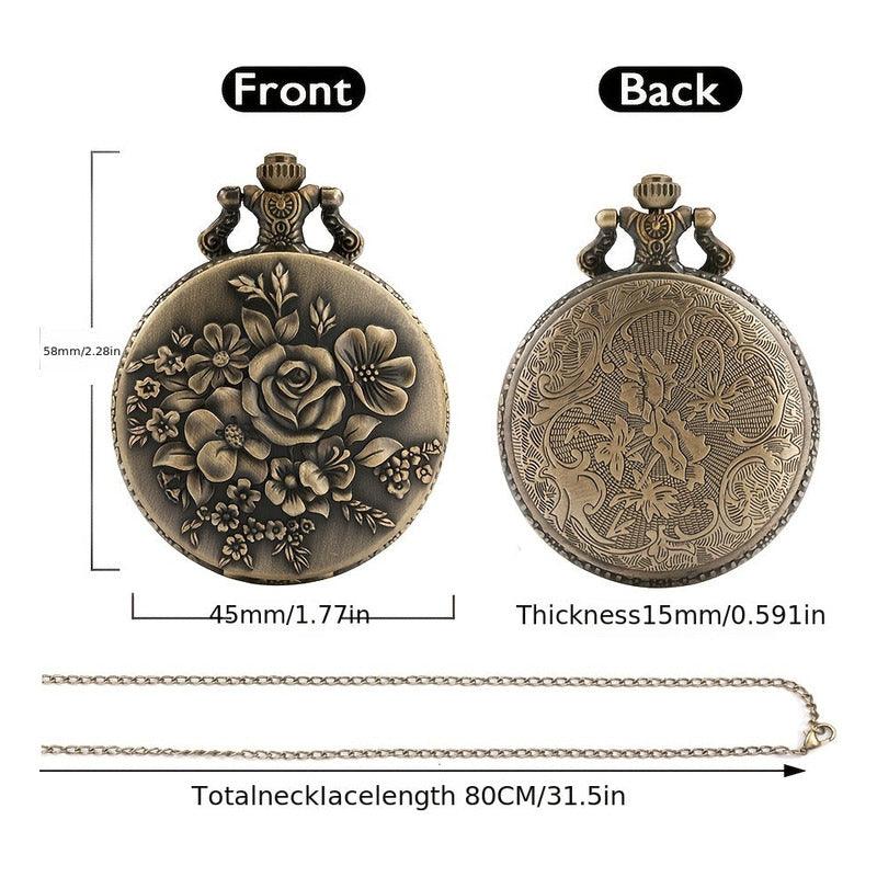 Reloj De Bolsillo Con Estética Antigua Y Diseño De Flores - Antiques Bazaar Ensenada