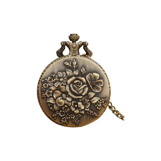 Reloj De Bolsillo Con Estética Antigua Y Diseño De Flores - Antiques Bazaar Ensenada