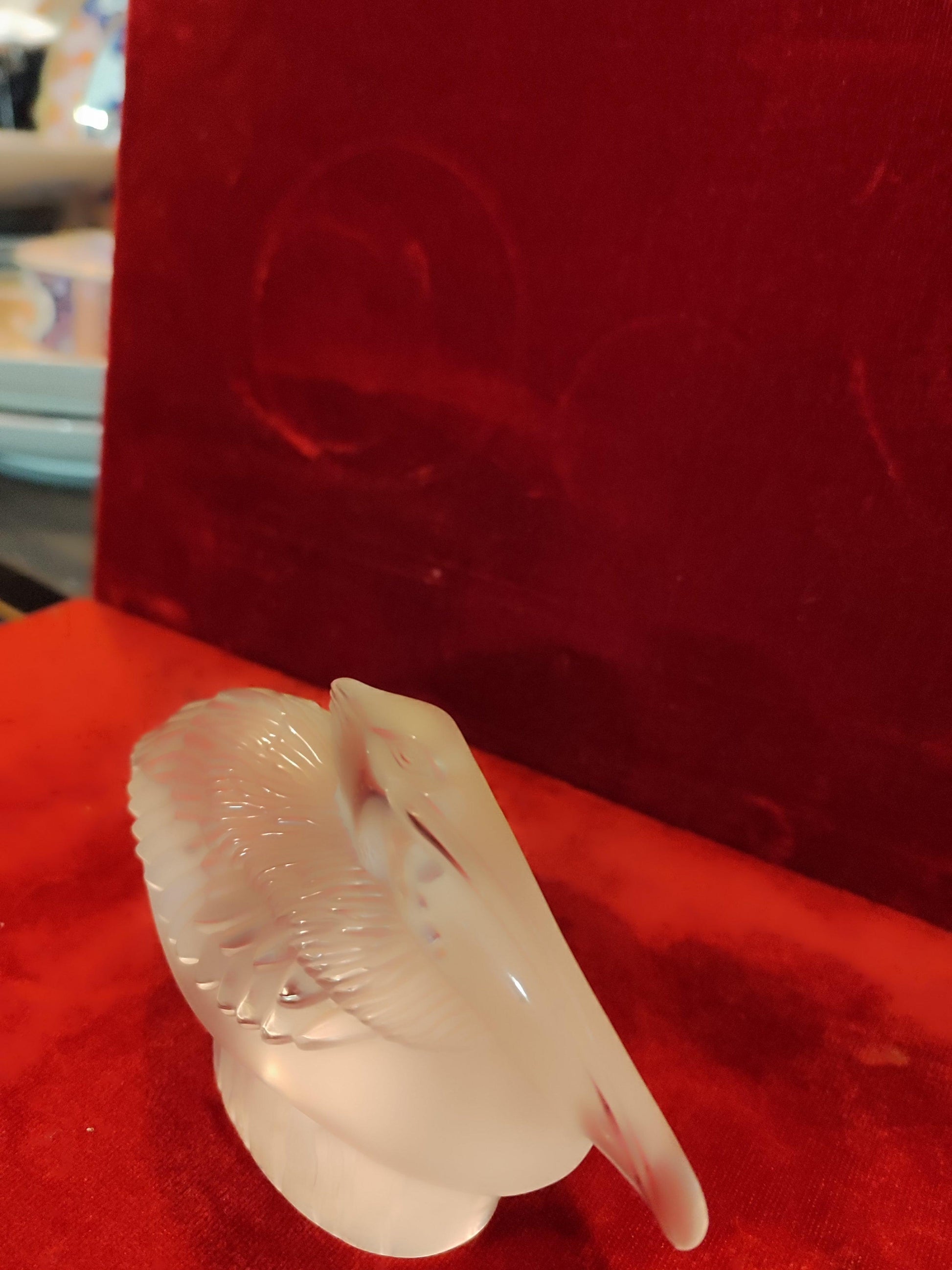 Rene LALIQUE "PELICAN" Clear and Frosted Glass Sculpture - Antiques Bazaar Ensenada