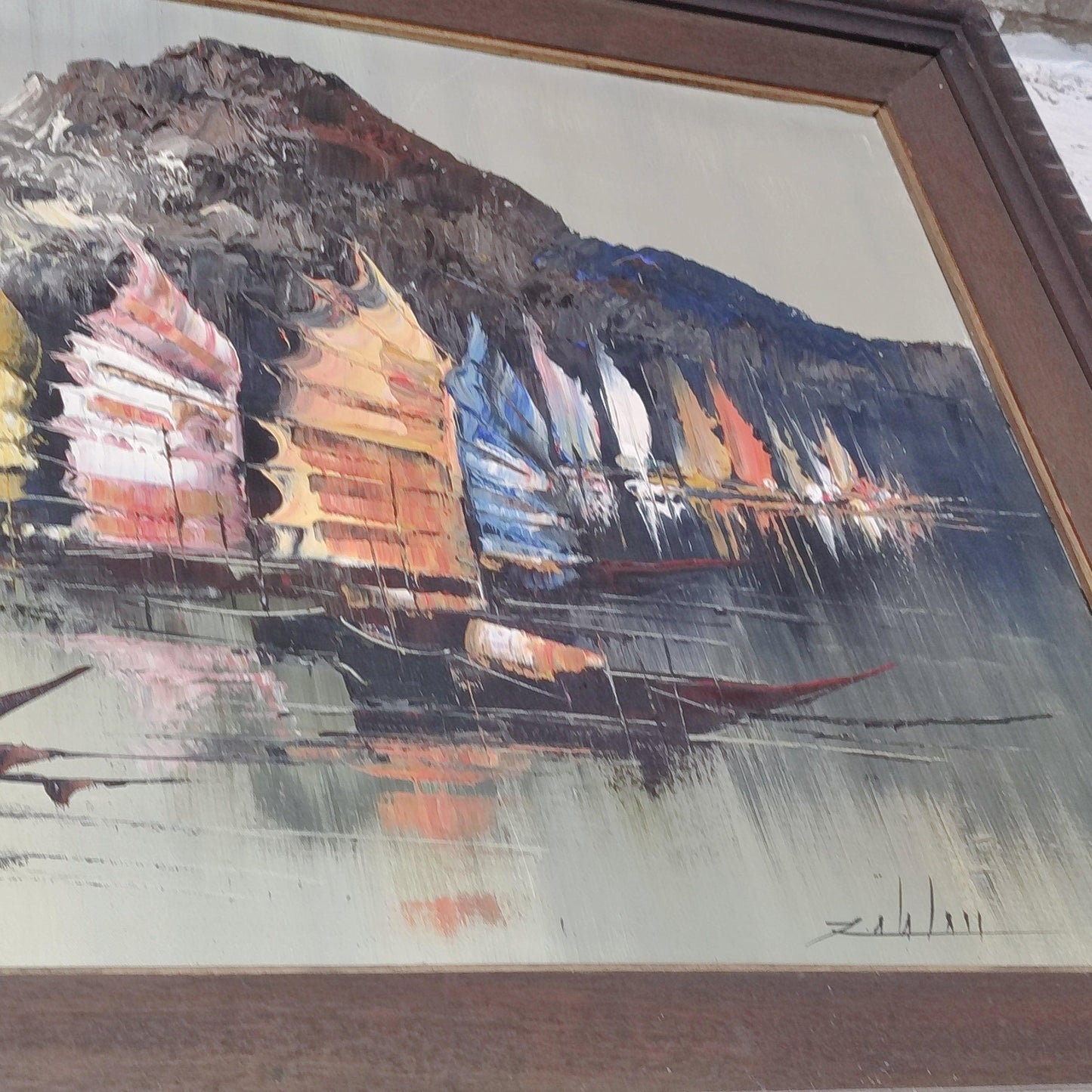 Pintura de venta de barcos.