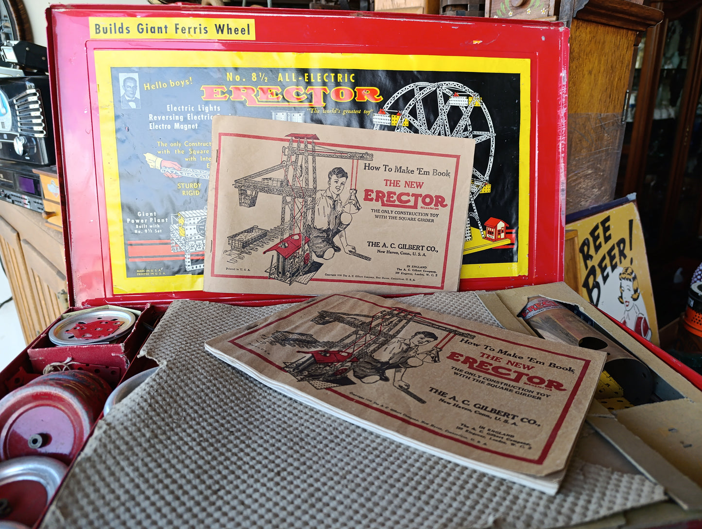 Set de Construcción Vintage Erector No. 8½ “All-Electric” | A.C. Gilbert | Juguete de Ingeniería Clásico