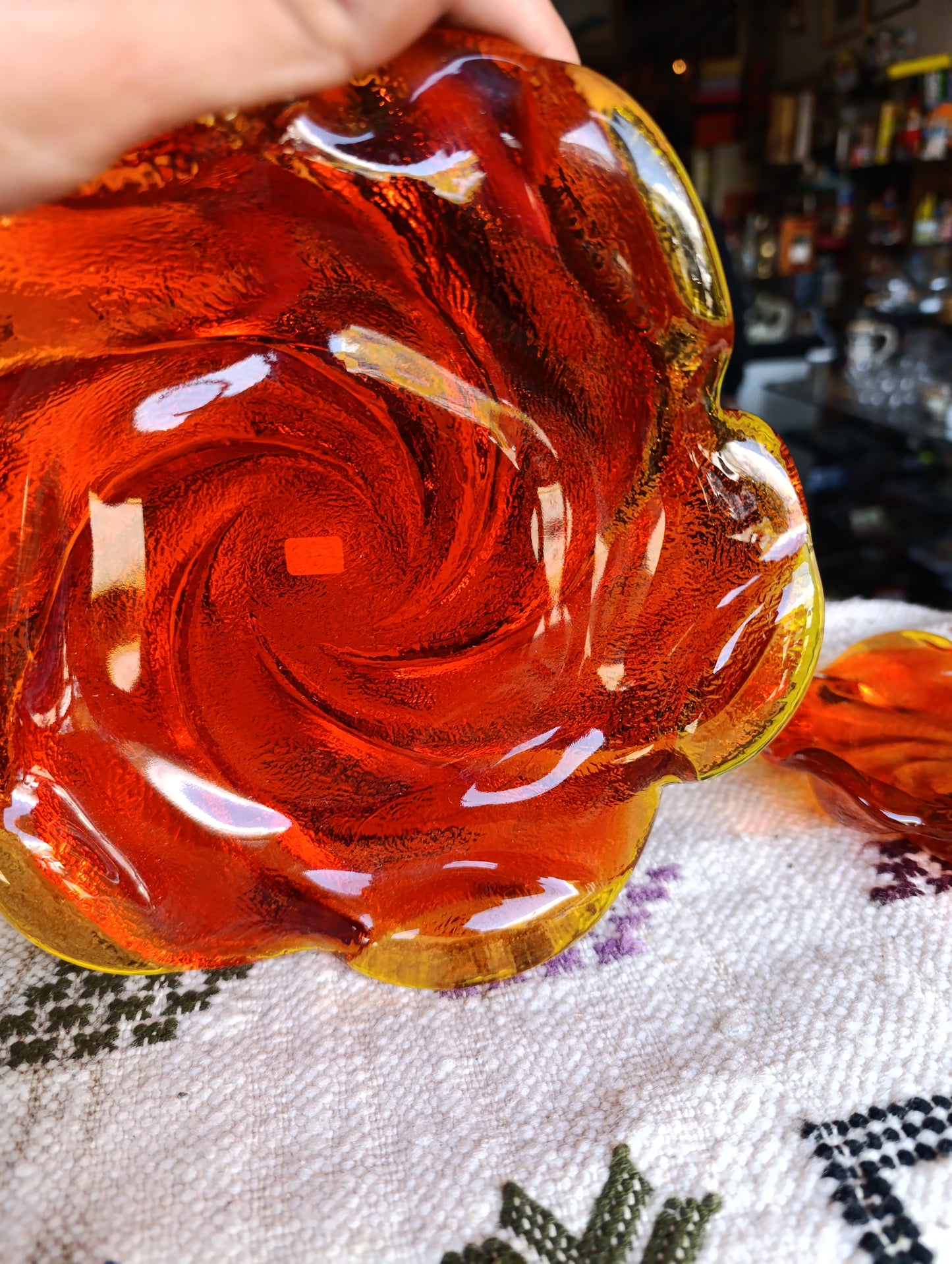 Cenicero de Cristal Fenton Años 50 | “Orange Swirl”
