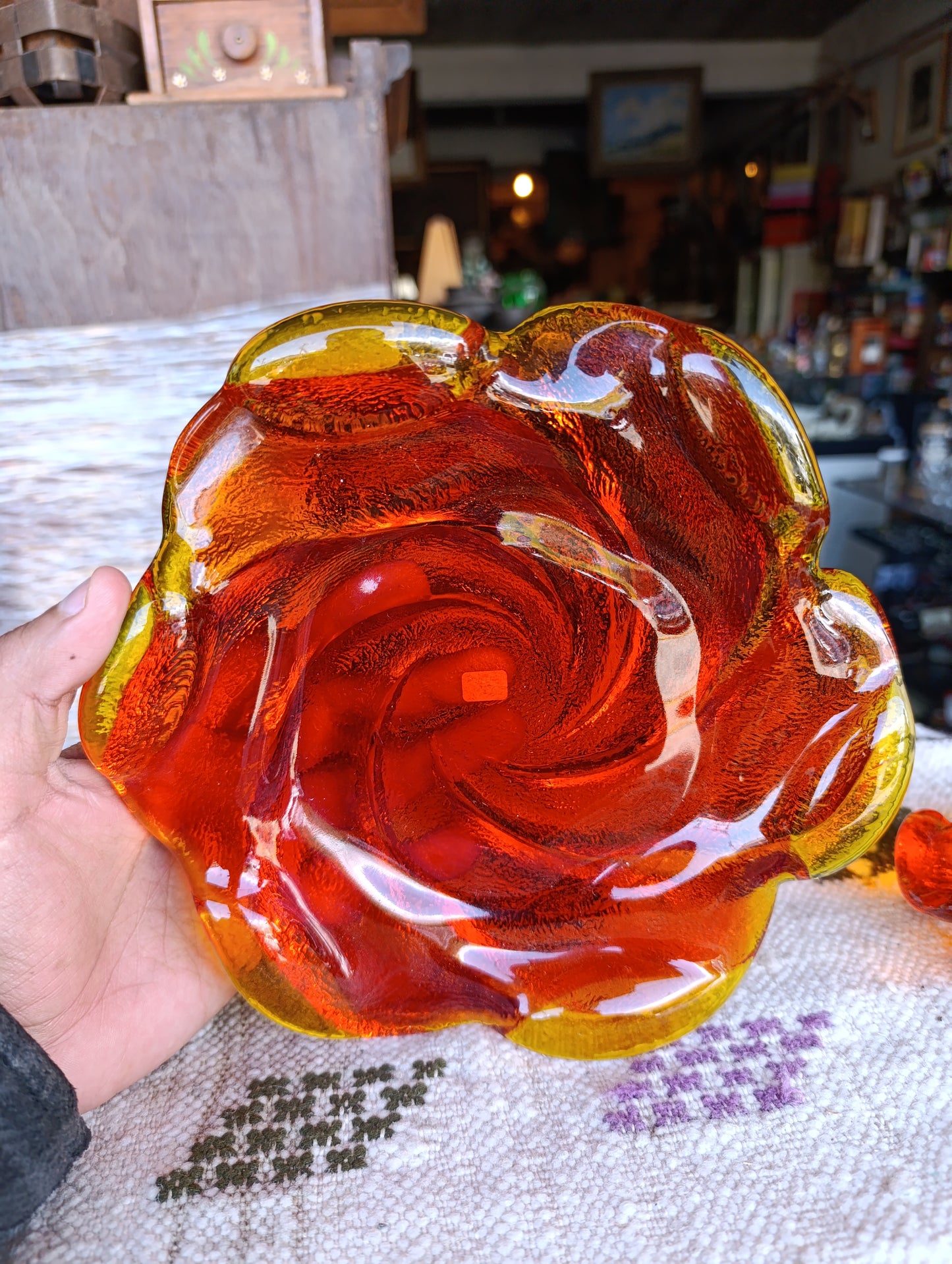 Cenicero de Cristal Fenton Años 50 | “Orange Swirl”