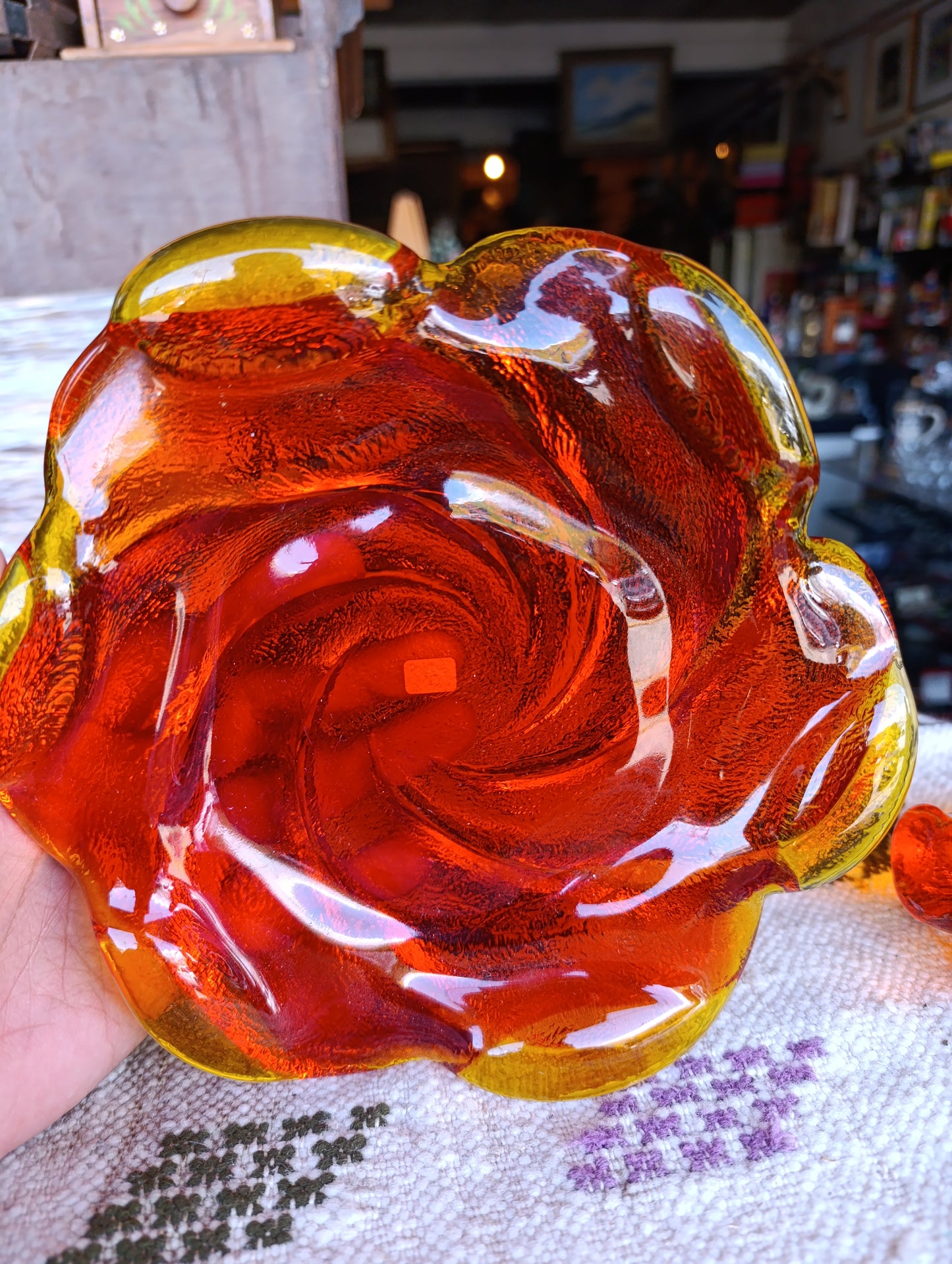 Cenicero de Cristal Fenton Años 50 | “Orange Swirl”