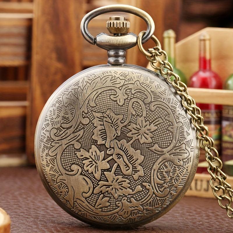 Reloj de bolsillo de cuarzo Steampunk, diseño vintage de vaquero occidental - Antiques Bazaar Ensenada