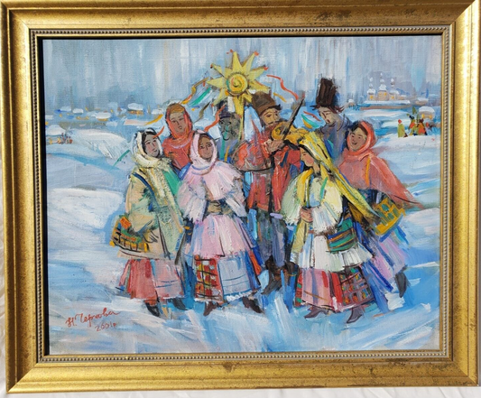 "Kolyadki" Original Oil Painting Signed "Chernova" 2001