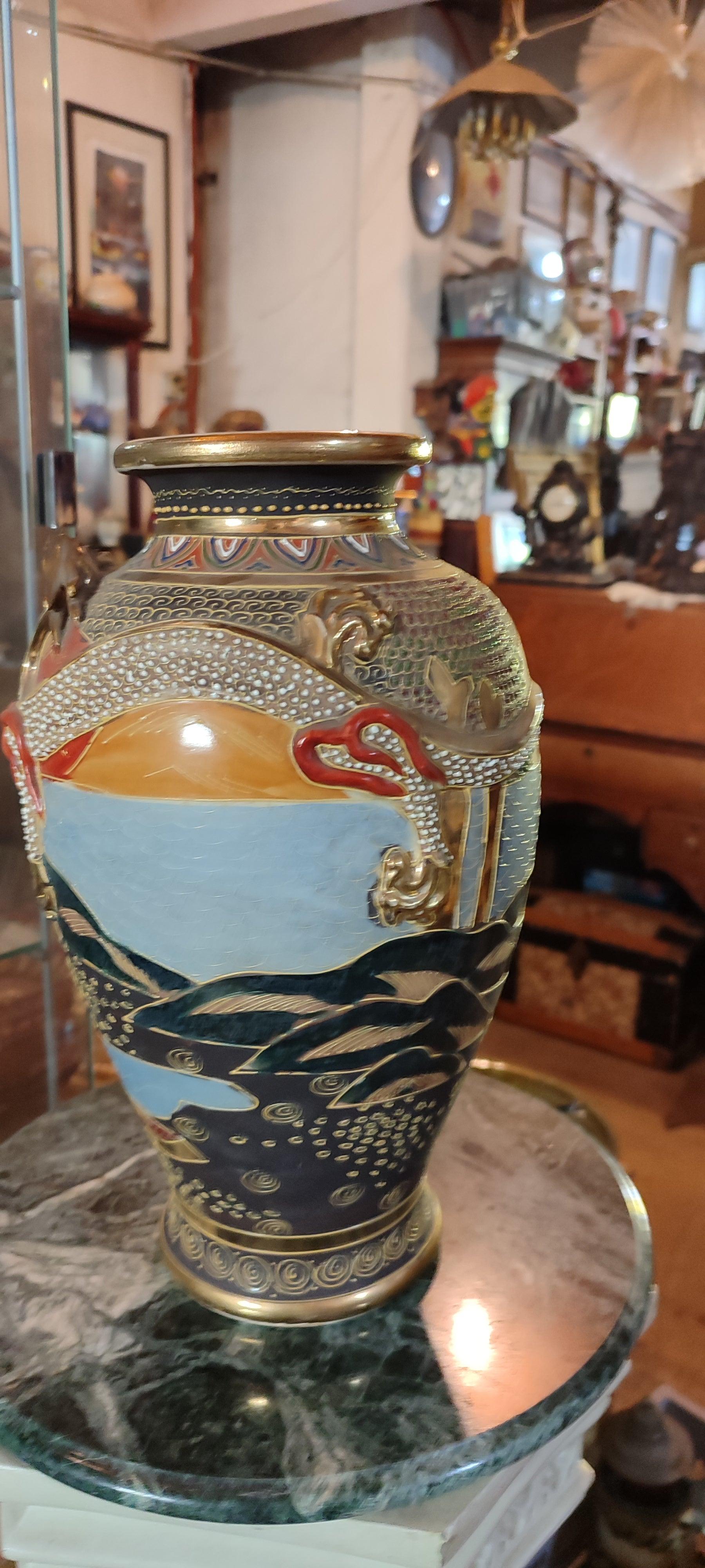 Satsuma Vases Kinkozan Tsukuru (3) - Earthenware - Immortal - Japan - Early 20th century - Antiques Bazaar Ensenada