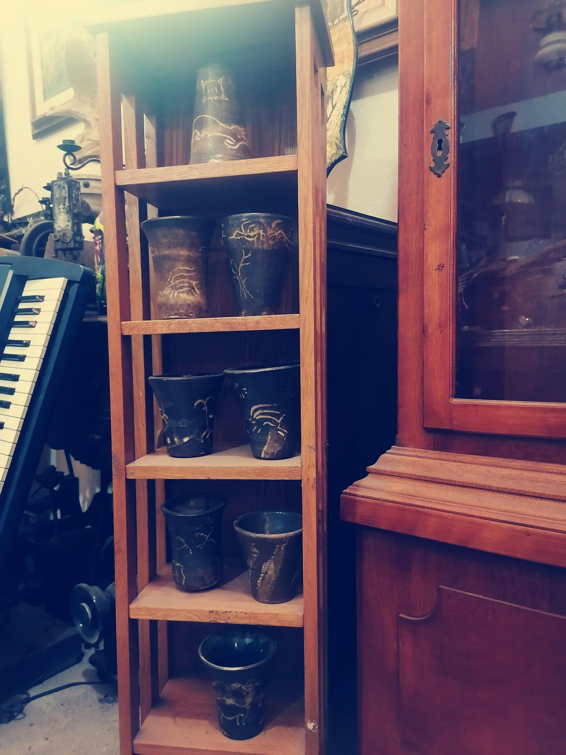 set de vasos de cerámica artesanal - Antiques Bazaar Ensenada
