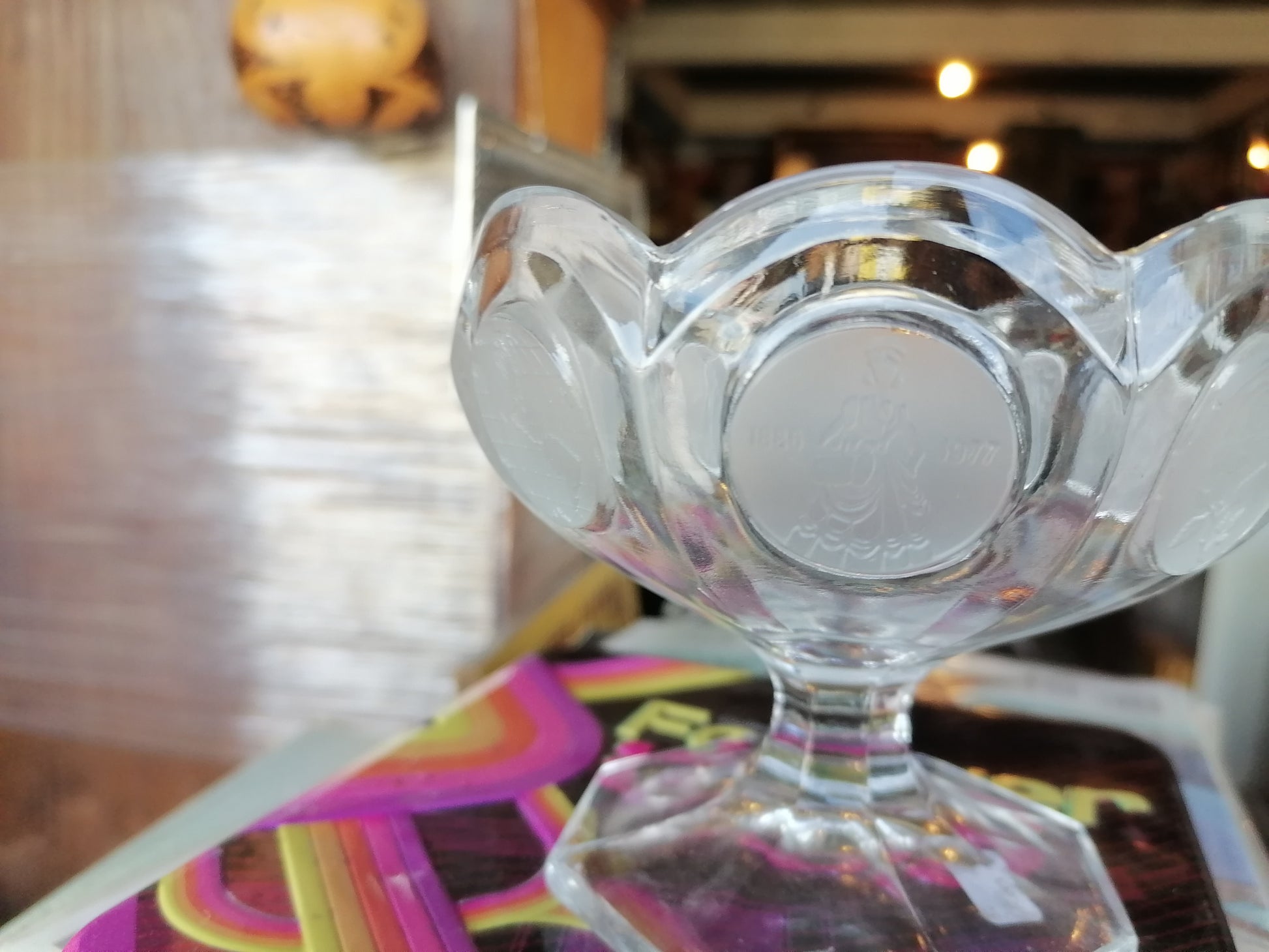 Plato de Compota Avon 91º Aniversario (1977) – Fostoria Glass - Antiques Bazaar Ensenada