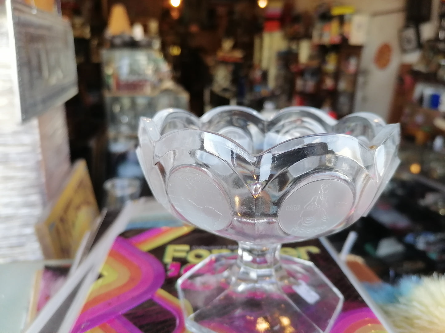 Plato de Compota Avon 91º Aniversario (1977) – Fostoria Glass - Antiques Bazaar Ensenada
