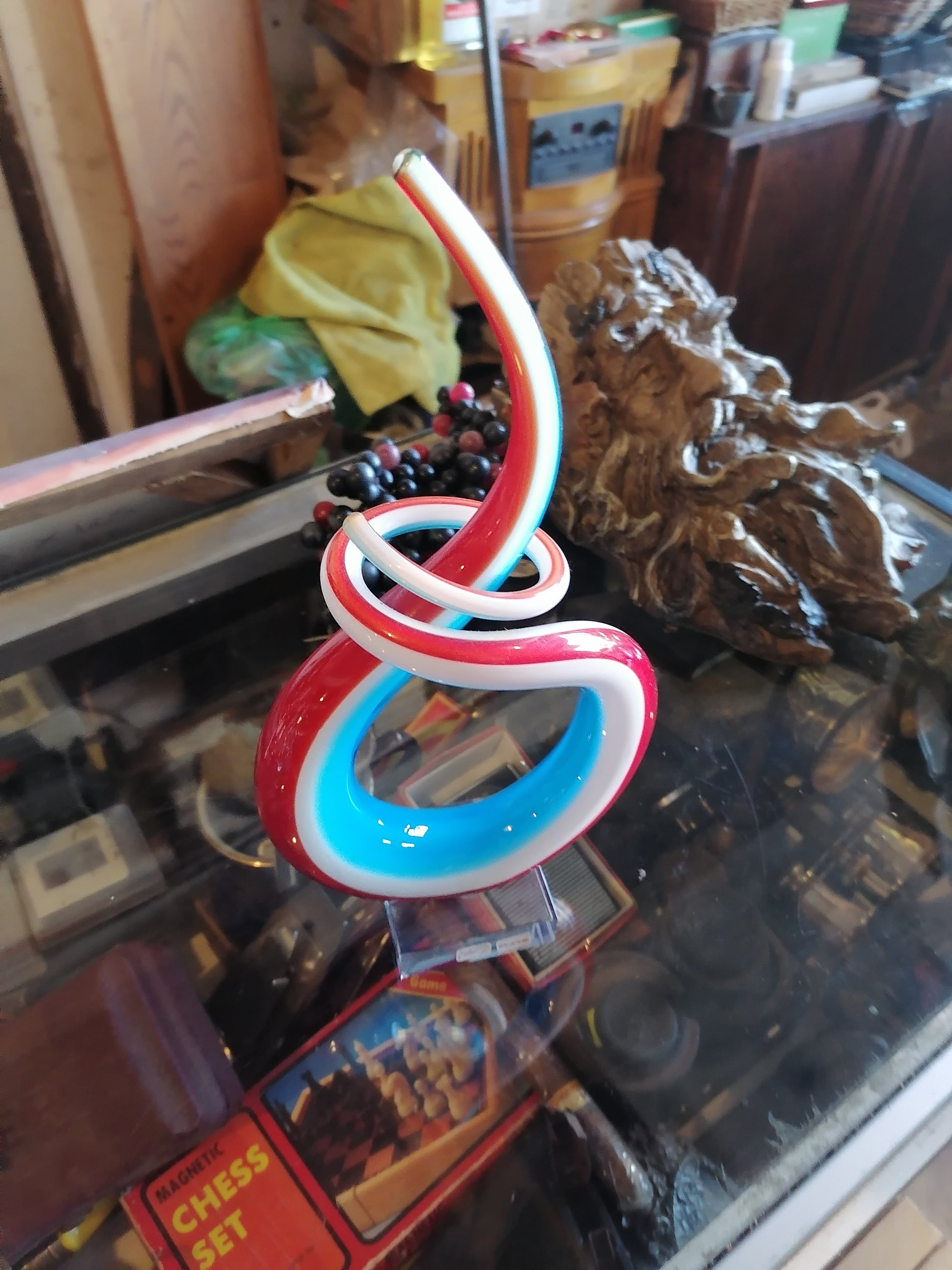 escultura de arte abstracto en cristal de Murano rojo - Antiques Bazaar Ensenada