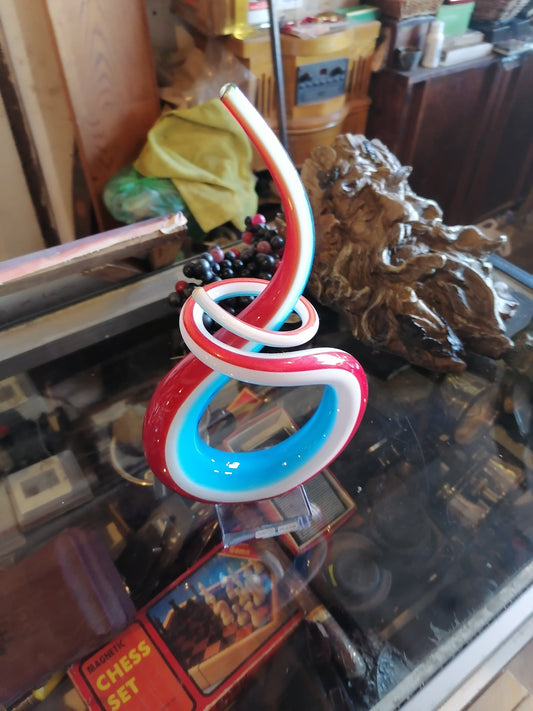 escultura de arte abstracto en cristal de Murano rojo - Antiques Bazaar Ensenada