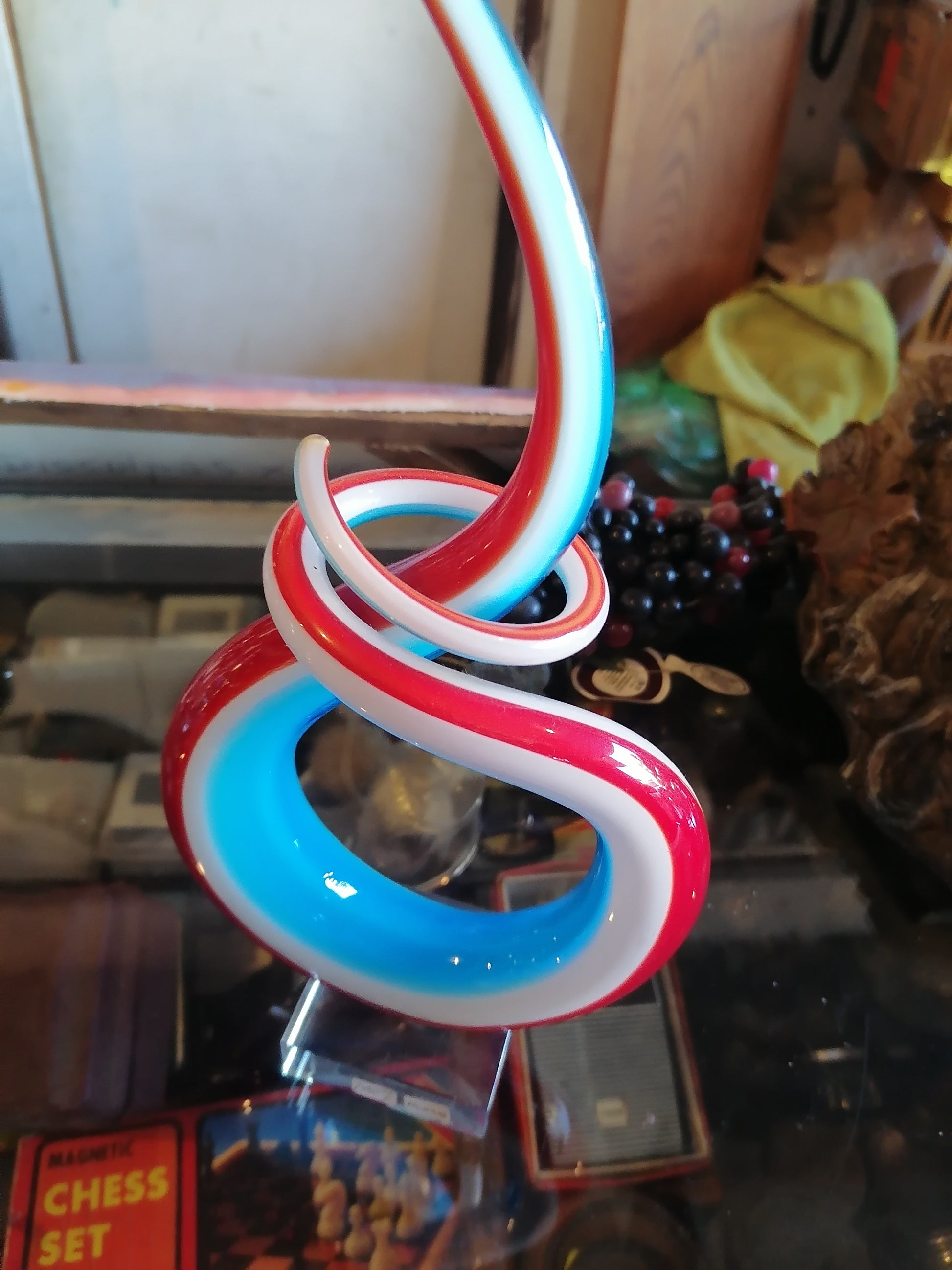 escultura de arte abstracto en cristal de Murano rojo - Antiques Bazaar Ensenada
