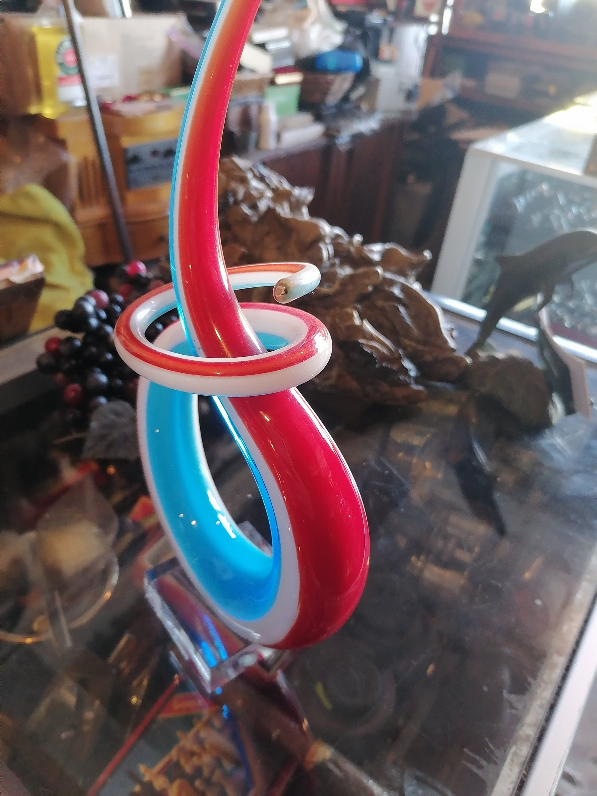 escultura de arte abstracto en cristal de Murano rojo - Antiques Bazaar Ensenada