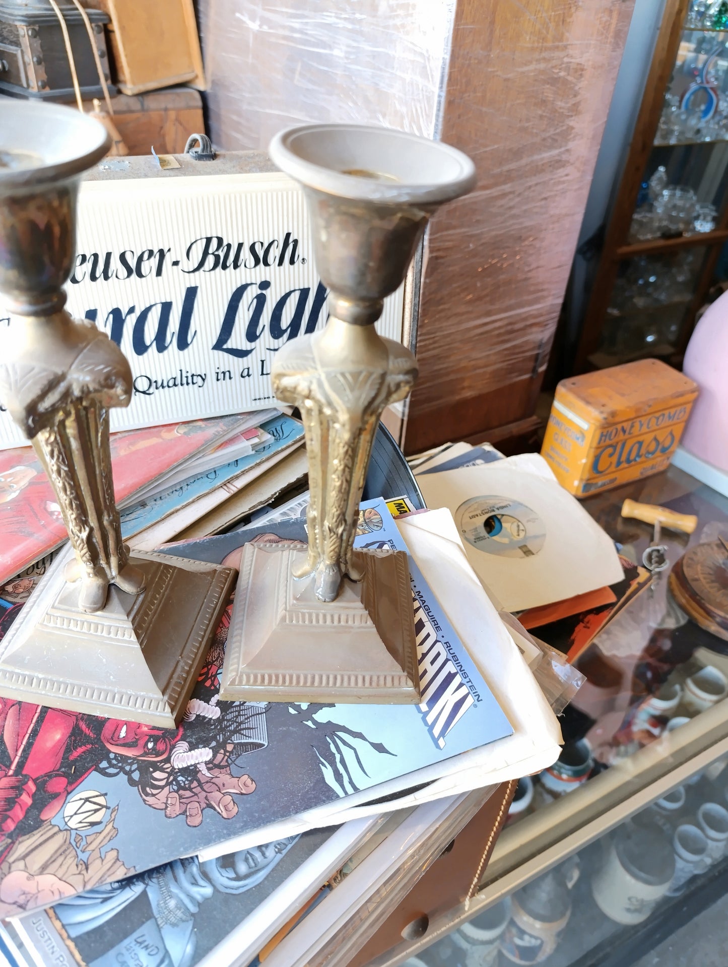 Portavelas Vintage de Latón con Cabezas de Carnero | Diseño Elegante y Clásico