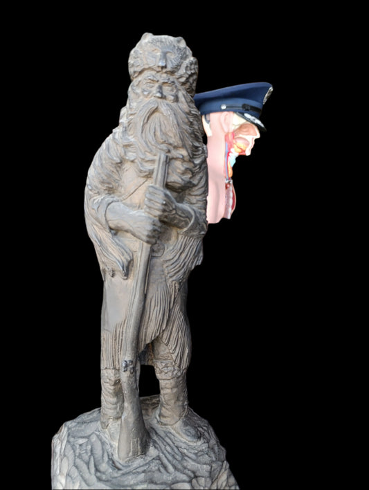 Escultura de Madera de Cazador Barbudo | Arte Rústico y Tradicional
