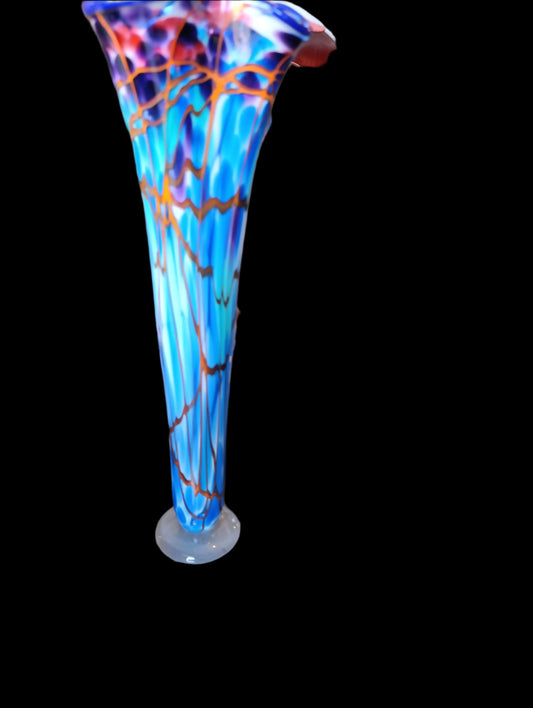 Florero Azul de Cristal Murano | Arte Vidriero Italiano Hecho a Mano