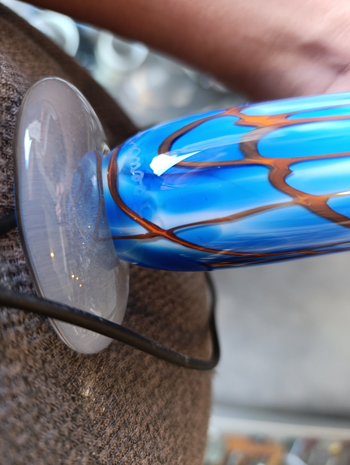 Florero Azul de Cristal Murano | Arte Vidriero Italiano Hecho a Mano