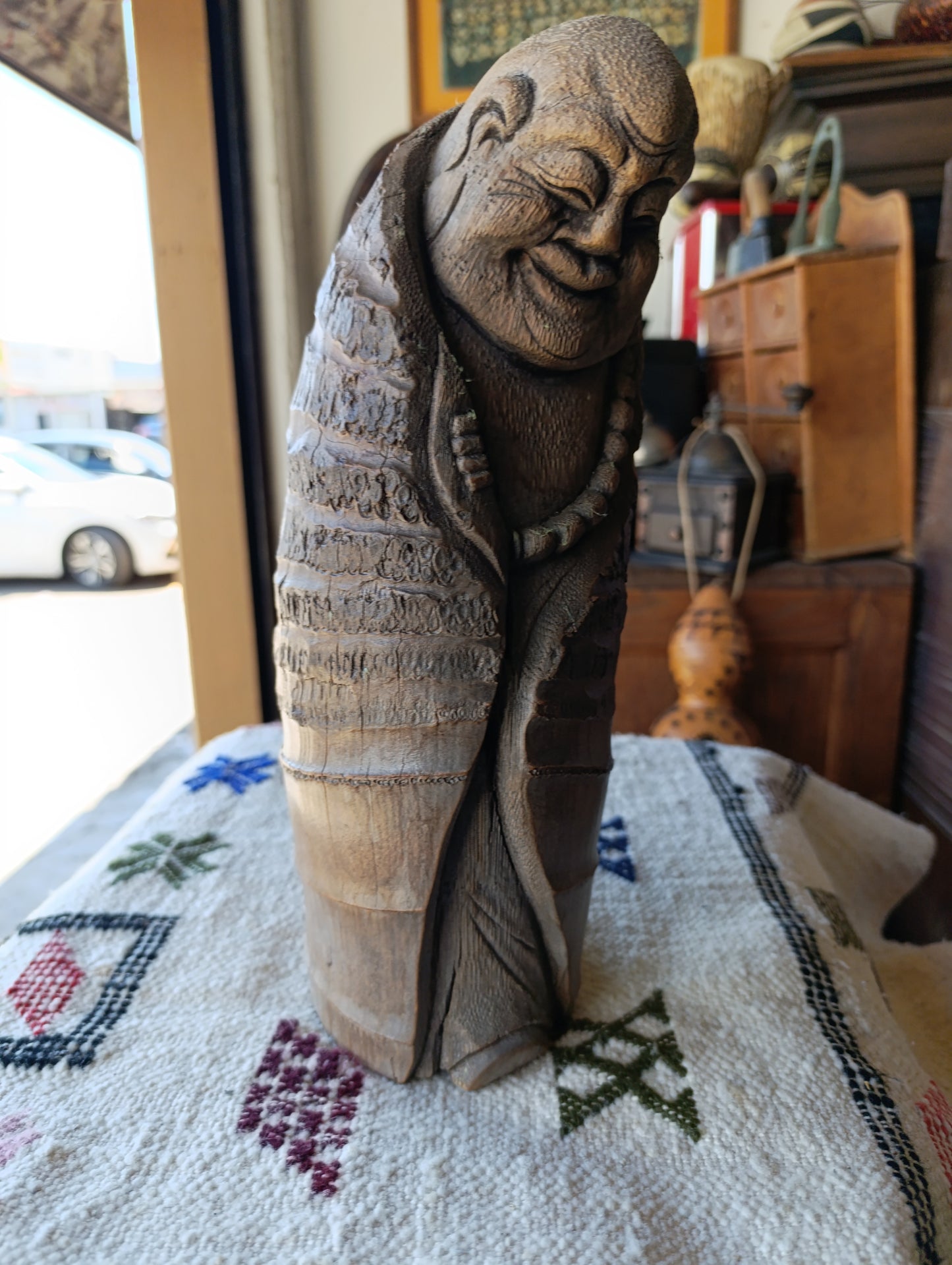 Buda Tallado en Bambú | Escultura Espiritual Artesanal