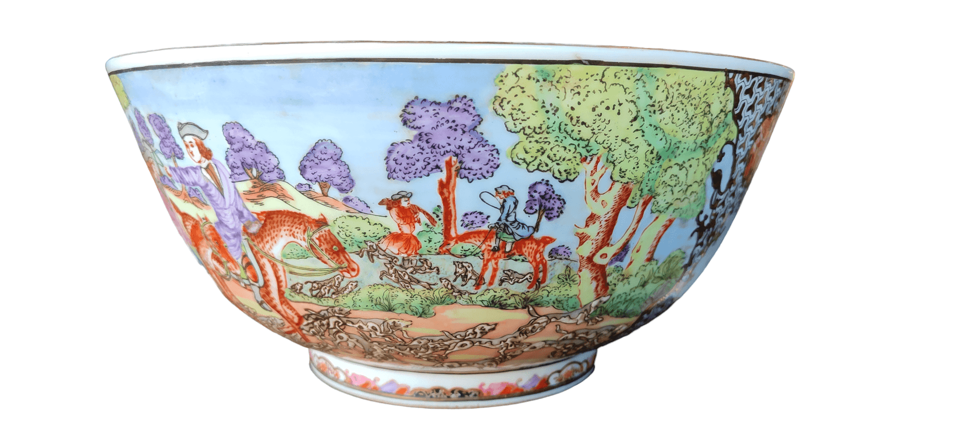 Large Chinese Gilded Famille Rose Bowl - Antiques Bazaar Ensenada