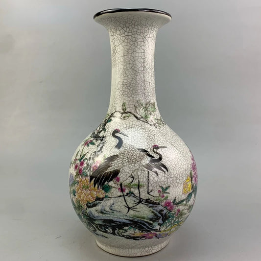 Pine Crane Spring Appreciation Vase Home Decor Antique Porcelain Old Chinese Style Ornaments Antique Curio Collection Garden - Antiques Bazaar Ensenada