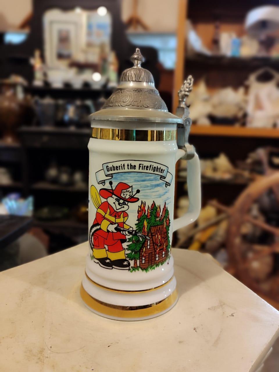 Rare - Limited Edition - Guberif the Firefighter Lidded Beer Stein - Antiques Bazaar Ensenada