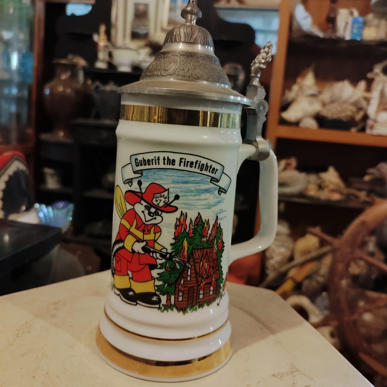 Rare - Limited Edition - Guberif the Firefighter Lidded Beer Stein - Antiques Bazaar Ensenada