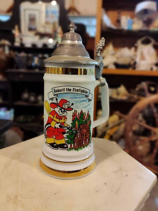 Rare - Limited Edition - Guberif the Firefighter Lidded Beer Stein - Antiques Bazaar Ensenada