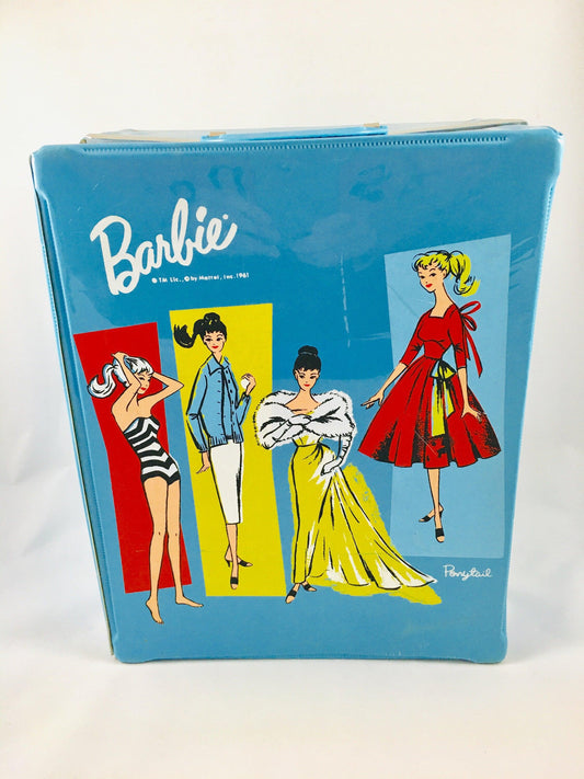 estuche de transporte de muñeca Barbie vintage con muñeca Barbie incluida, Edición Ponytail 1961